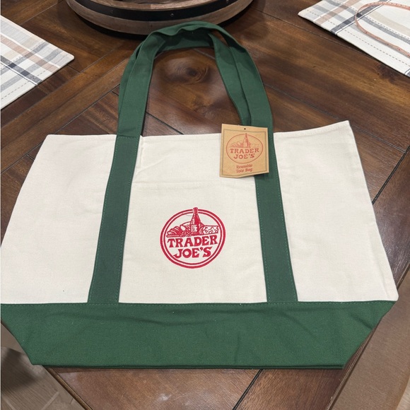 Trader Joe’s Large Green Canvas Tote Bag - Picture 2 of 3